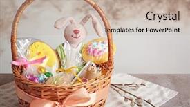  Presentation with easter basket - Amazing presentation design having easter basket with toy backdrop and a mint green colored foreground
