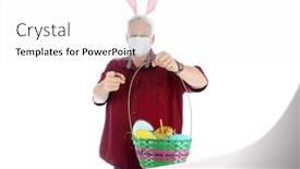  Presentation with easter basket - Cool new theme with easter-bunny-a-man-wears backdrop and a white colored foreground