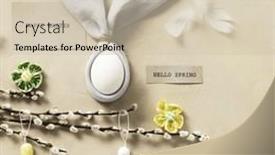  Presentation with minimal - PPT theme with easter-bunny-ears-eggs background and a soft green colored foreground