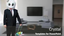  Presentation with easter basket - PPT theme with easter-bunny-easter-bunny background and a dark gray colored foreground
