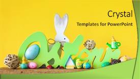  Presentation with language - Cool new PPT theme with easter bunny eggs and chick backdrop and a yellow colored foreground