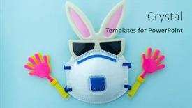  Presentation with medical concept - Theme with easter-bunny-in-protective-medical background and a light blue colored foreground