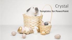  Presentation with easter basket - Presentation design featuring easter-bunny-into-the-basket background and a white colored foreground