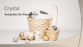  Presentation with easter basket - Presentation theme having easter-bunny-into-the-basket background and a white colored foreground