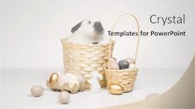  Presentation with easter basket - Theme enhanced with easter-bunny-into-the-basket background and a white colored foreground
