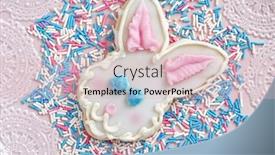  Presentation with sprinkles - Amazing presentation theme having easter bunny sugar cookie on decorative pink plate with matching sprinkles backdrop and a lemonade colored foreground