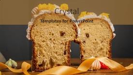  Presentation with sweet - Presentation theme having easter-cake-or-sweet-bread background and a gold colored foreground