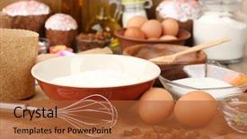  Presentation with easter - Audience pleasing PPT layouts consisting of easter cake preparing in kitchen backdrop and a red colored foreground