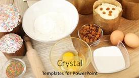  Presentation with cake - Audience pleasing presentation theme consisting of easter-cake-preparing-in-kitchen backdrop and a coral colored foreground