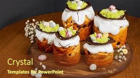  Presentation with chocolate - Theme with easter-cake-with-chocolate-eggs background and a tawny brown colored foreground