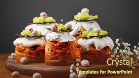  Presentation with chocolate - Presentation theme with easter-cake-with-chocolate-eggs background and a tawny brown colored foreground