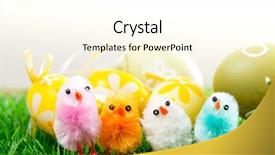  Presentation with easter worship service - Slide set having easter chick and painted easter background and a  colored foreground