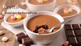  Presentation with chocolate dessert - Audience pleasing PPT theme consisting of easter chocolate dessert backdrop and a coral colored foreground
