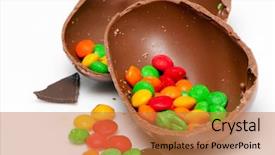  Presentation with sweets - Amazing presentation theme having easter chocolate egg and sweets backdrop and a coral colored foreground