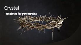  Presentation with crown - Colorful PPT theme enhanced with easter christian - thorn crown isolated backdrop and a dark gray colored foreground