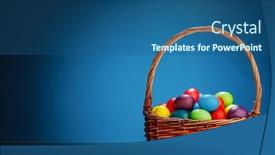  Presentation with easter basket - PPT layouts having easter-color-eggs-in-festive background and a ocean colored foreground