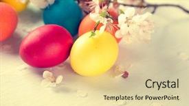  Presentation with vintage art - Theme having easter colorful easter eggs background and a lemonade colored foreground