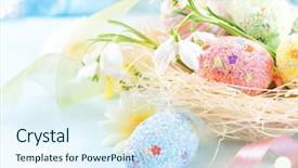  Presentation with flowers border - Presentation theme enhanced with easter colorful eggs background beautiful background and a sky blue colored foreground