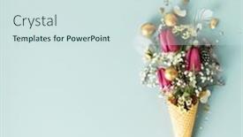  Presentation with ice cream cone - Presentation design consisting of easter-composition-ice-cream-cone background and a sky blue colored foreground