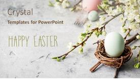  Presentation with concrete - Colorful theme enhanced with easter-composition-on-grey-concrete backdrop and a soft green colored foreground