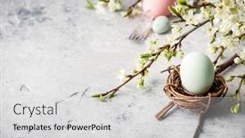  Presentation with concrete pouring during commercial concreting - Slides having easter-composition-on-grey-concrete background and a light gray colored foreground