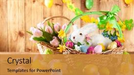  Presentation with easter basket - Cool new slides with easter composition with little white backdrop and a gold colored foreground