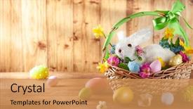  Presentation with easter basket - Beautiful PPT layouts featuring easter composition with little white backdrop and a yellow colored foreground