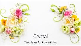  Presentation with easter bunny yellow spring flower - PPT layouts featuring easter composition with spring flowers background and a white colored foreground