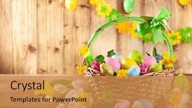  Presentation with easter basket - Slides consisting of easter composition with spring flowers background and a gold colored foreground