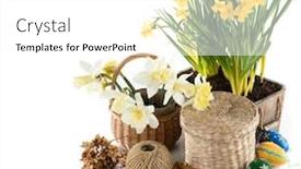  Presentation with easter lily - Colorful presentation theme enhanced with easter-composition-with-yellow-flowers backdrop and a white colored foreground