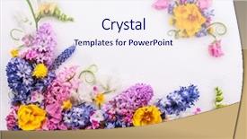  Presentation with white flowers - Audience pleasing presentation theme consisting of easter concept with copy spase backdrop and a sky blue colored foreground