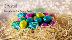  Presentation with confectionery - Beautiful presentation theme featuring easter-confectionery-and-holidays-concept backdrop and a lemonade colored foreground