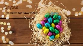  Presentation with confectionery - Colorful presentation enhanced with easter-confectionery-and-holidays-concept backdrop and a gold colored foreground