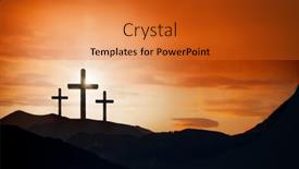  Presentation with dawn - PPT layouts having easter-cross-on-the-dawn background and a gold colored foreground