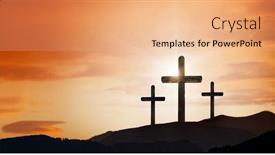  Presentation with dawn - PPT theme enhanced with easter-cross-on-the-dawn background and a lemonade colored foreground