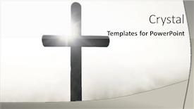  Presentation with dawn - PPT layouts consisting of easter-cross-on-the-dawn background and a white colored foreground