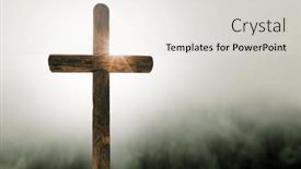  Presentation with cross - Slides consisting of easter-cross-on-the-nature background and a light gray colored foreground