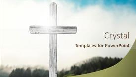  Presentation with easter - Slide set having easter-cross-on-the-nature background and a cream colored foreground