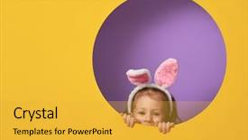  Presentation with bunny - Beautiful PPT theme featuring easter day girl on yellow backdrop and a yellow colored foreground