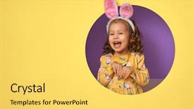  Presentation with bunny - Cool new slides with easter day girl on yellow backdrop and a yellow colored foreground