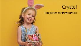  Presentation with bright yellow - Slides featuring easter day girl with paint background and a  colored foreground
