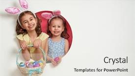  Presentation with bunny - Audience pleasing theme consisting of easter day girls with paint backdrop and a white colored foreground