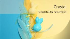  Presentation with blue yellow - Slides having easter decoration colored egg yellow background and a  colored foreground