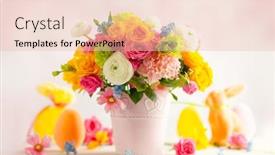  Presentation with beautiful spring flowers - Cool new presentation with easter-decoration-with-beautiful-spring backdrop and a lemonade colored foreground