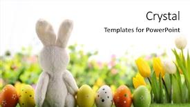  Presentation with rabbit - Amazing slide deck having easter decoration with rabbit eggs backdrop and a white colored foreground
