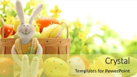 Presentation with rabbit - Slide set featuring easter decoration with rabbit background and a yellow colored foreground
