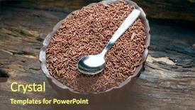  Presentation with spoon - Audience pleasing PPT theme consisting of easter egg eating with spoon backdrop and a tawny brown colored foreground