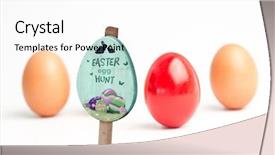  Presentation with standing out in the crowd - Audience pleasing slide deck consisting of odd - easter egg hunt sign backdrop and a  colored foreground