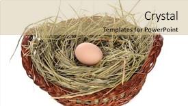  Presentation with easter basket - Cool new slide set with easter egg in a basket on white backdrop and a coral colored foreground