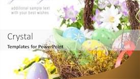 Presentation with easter basket - Colorful presentation theme enhanced with easter-egg-in-basket backdrop and a  colored foreground
